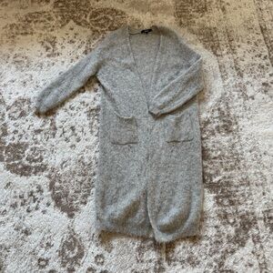 European Alpaca Blend long Gray Women's Sweater medium Made in France Etam